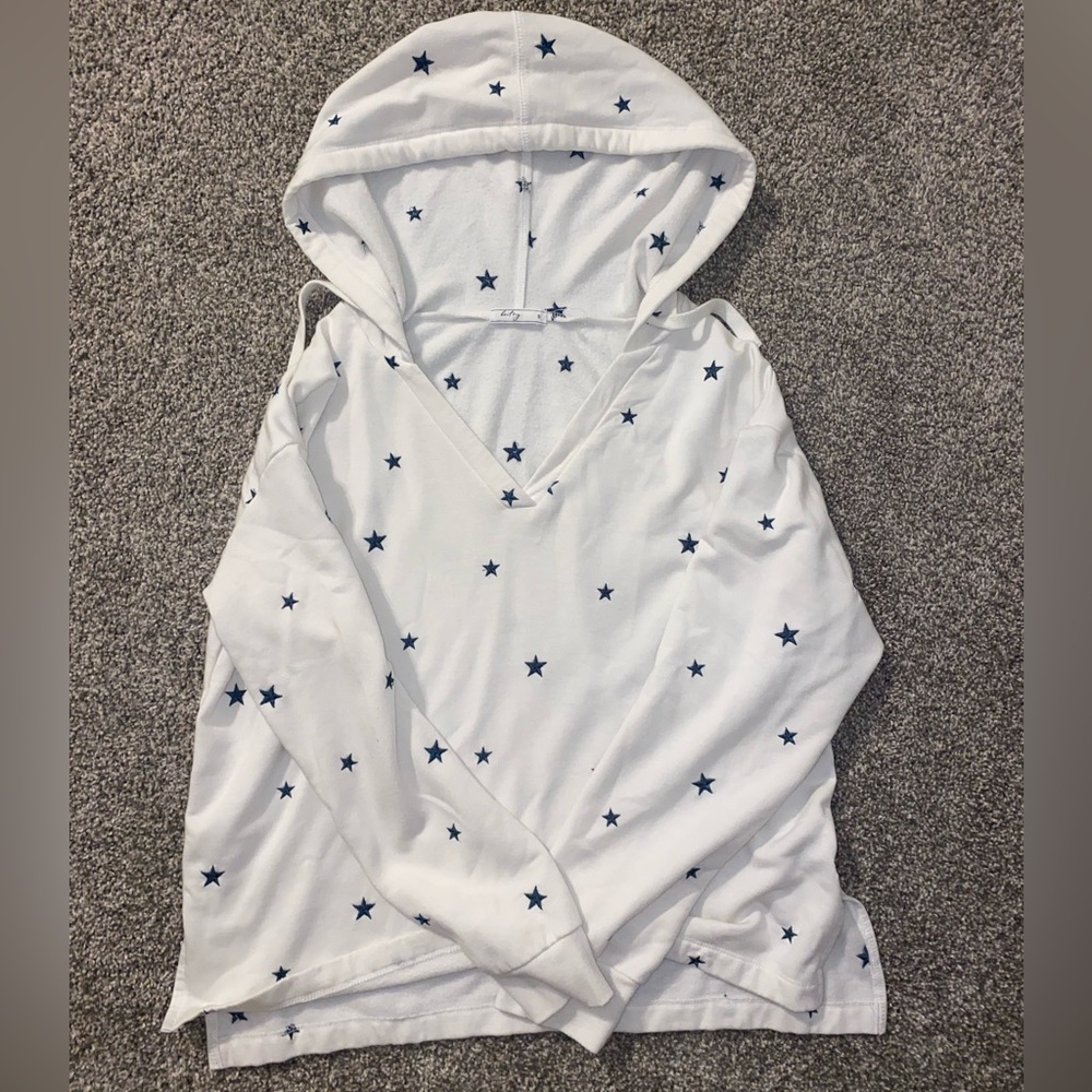 white and blue starred hoodie